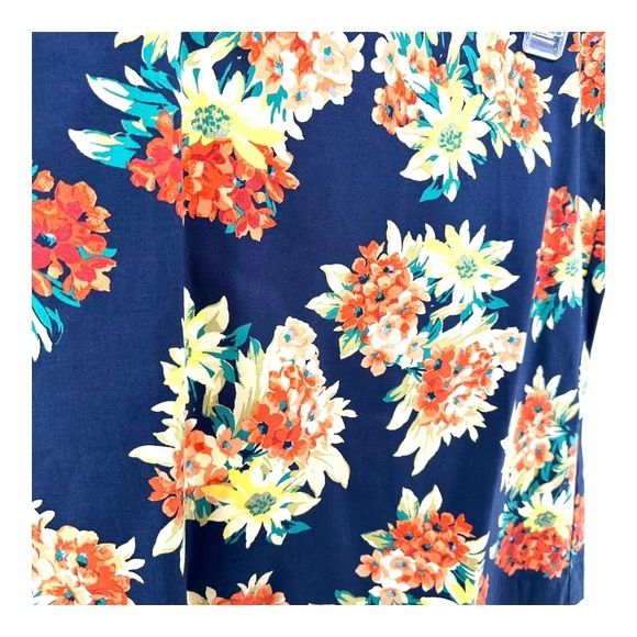 Ann Taylor Women’s 12 NWT Navy Yellow Flowers Pencil Skirt Cotton Spandex - Picture 7 of 11